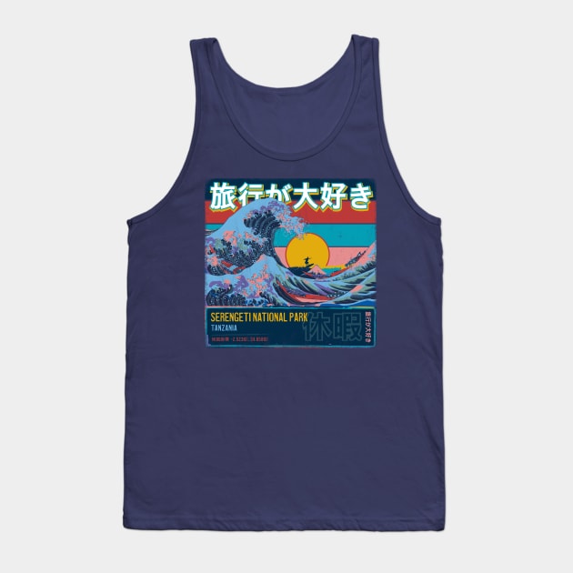 Serengeti National Park, Tanzania, Japanese Wave Travel Tank Top by MapYourWorld